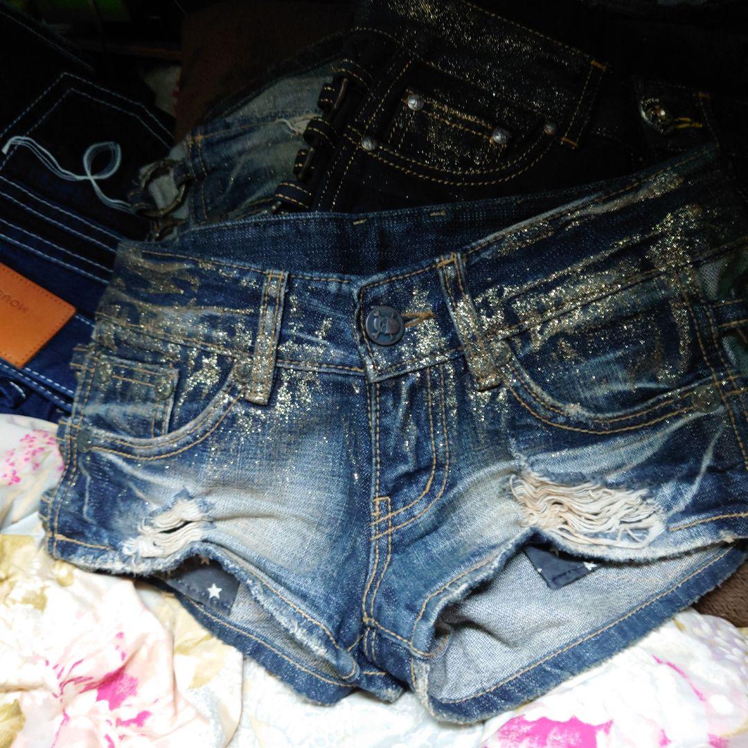 デニムショートパンツ ラメ入り ダメージ加工２３インチ　あさん専用