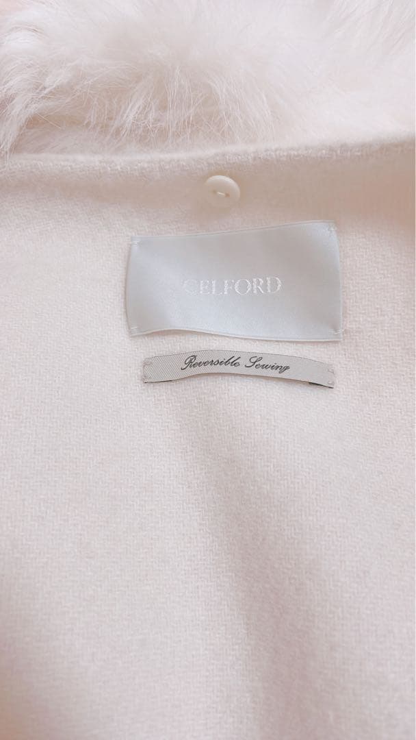 CELFORD ホワイト ケープコート　ファーティペットケープ　FREE