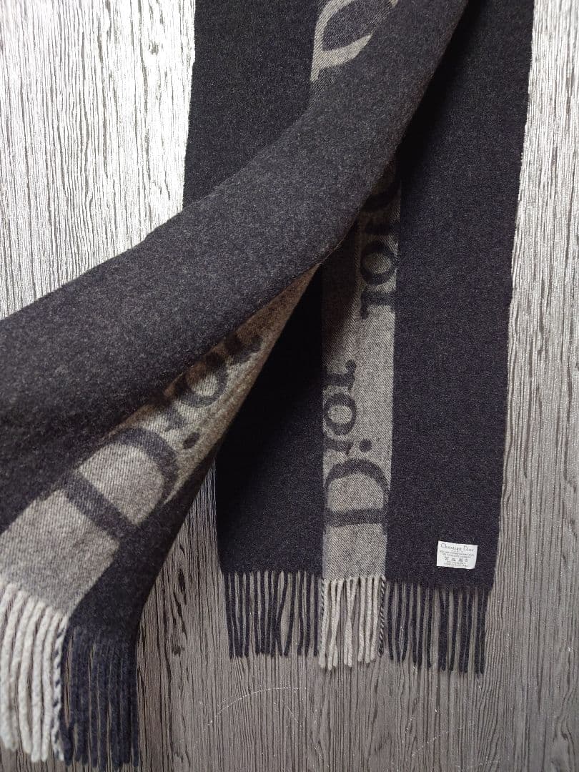 Dior♡デカロゴ♡マフラー♡黒/グレー♡男女兼用♡