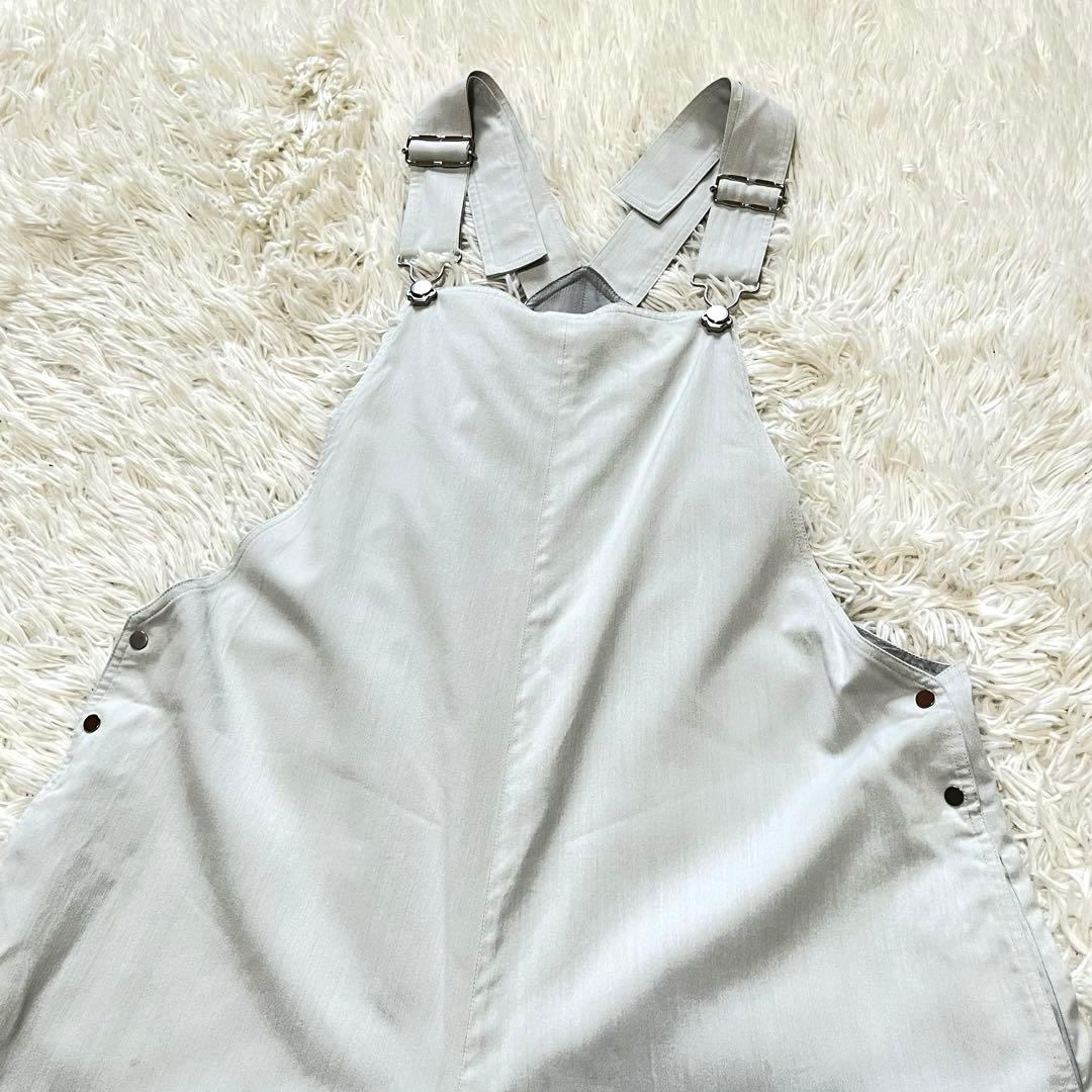 【未使用級】エブール　アセテートシャンブレーオーバーオール　定価5.4万　ワイド