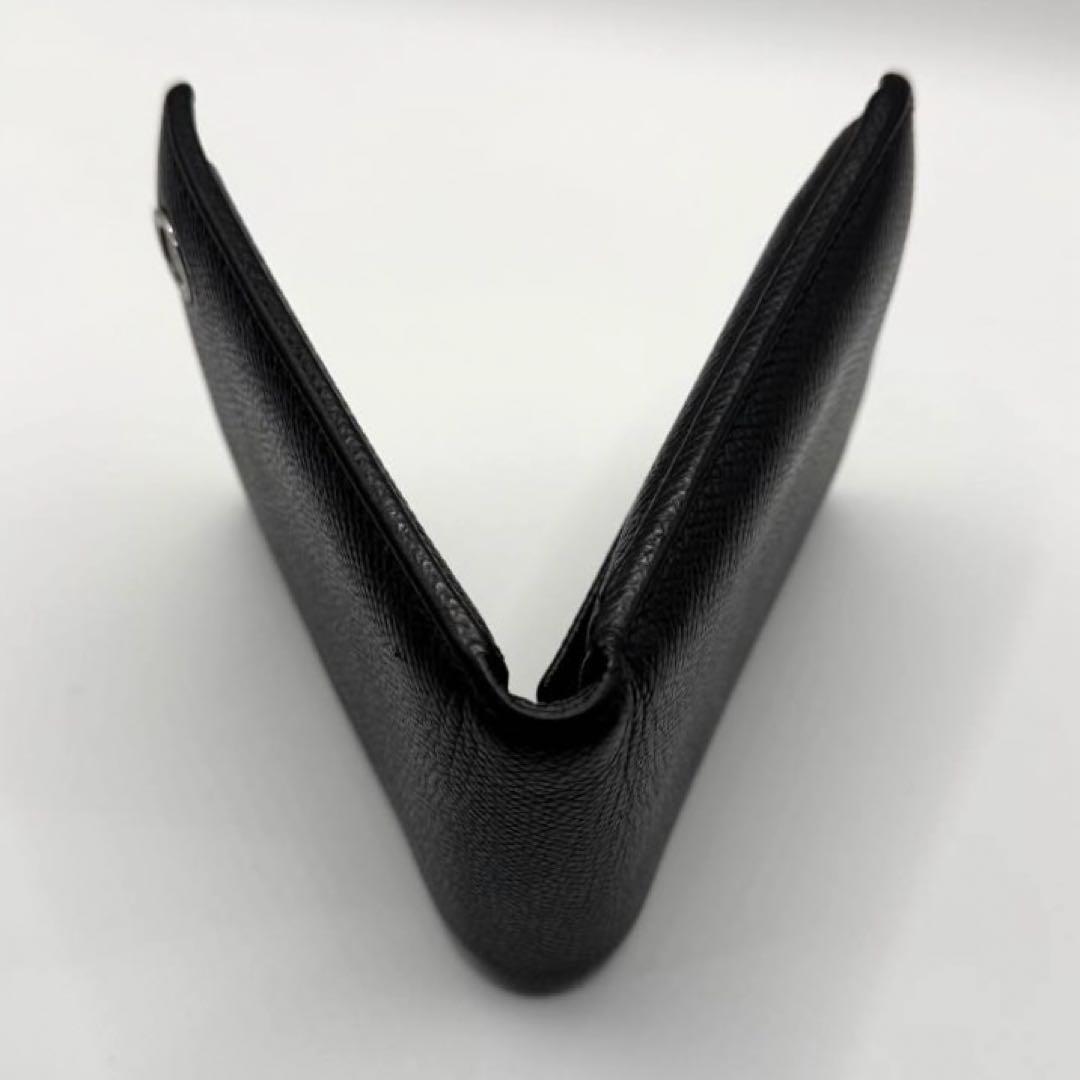 【美品】BVLGARI ブルガリマン　コンパクトウォレット　二つ折り　財布　黒