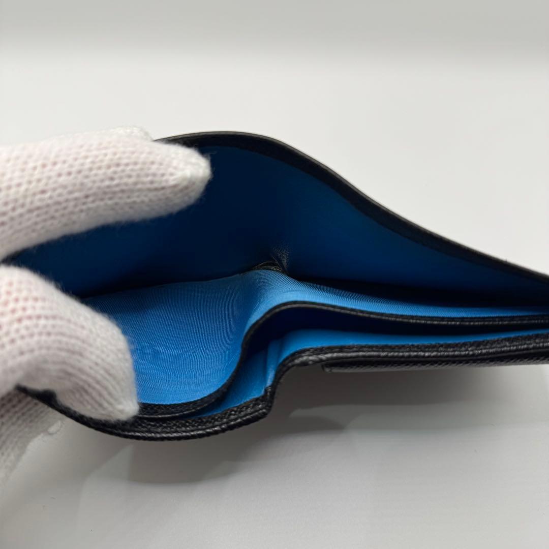 【美品】BVLGARI ブルガリマン　コンパクトウォレット　二つ折り　財布　黒