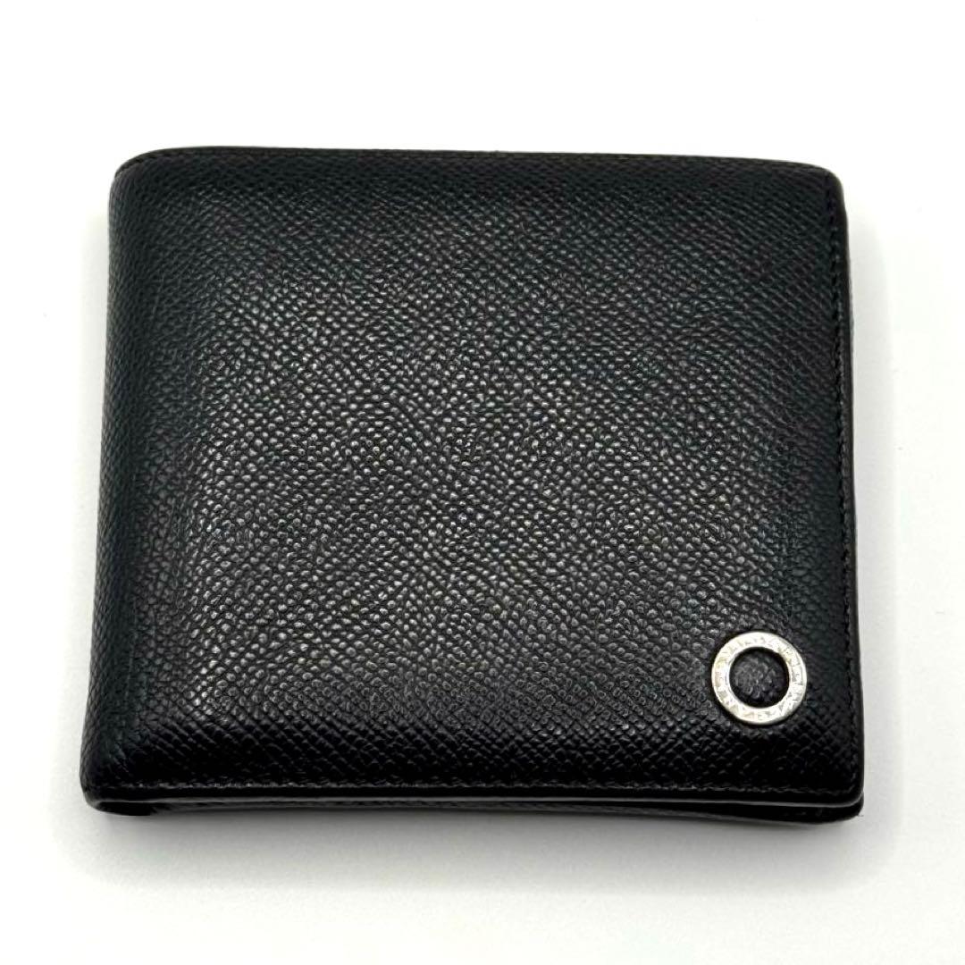 【美品】BVLGARI ブルガリマン　コンパクトウォレット　二つ折り　財布　黒