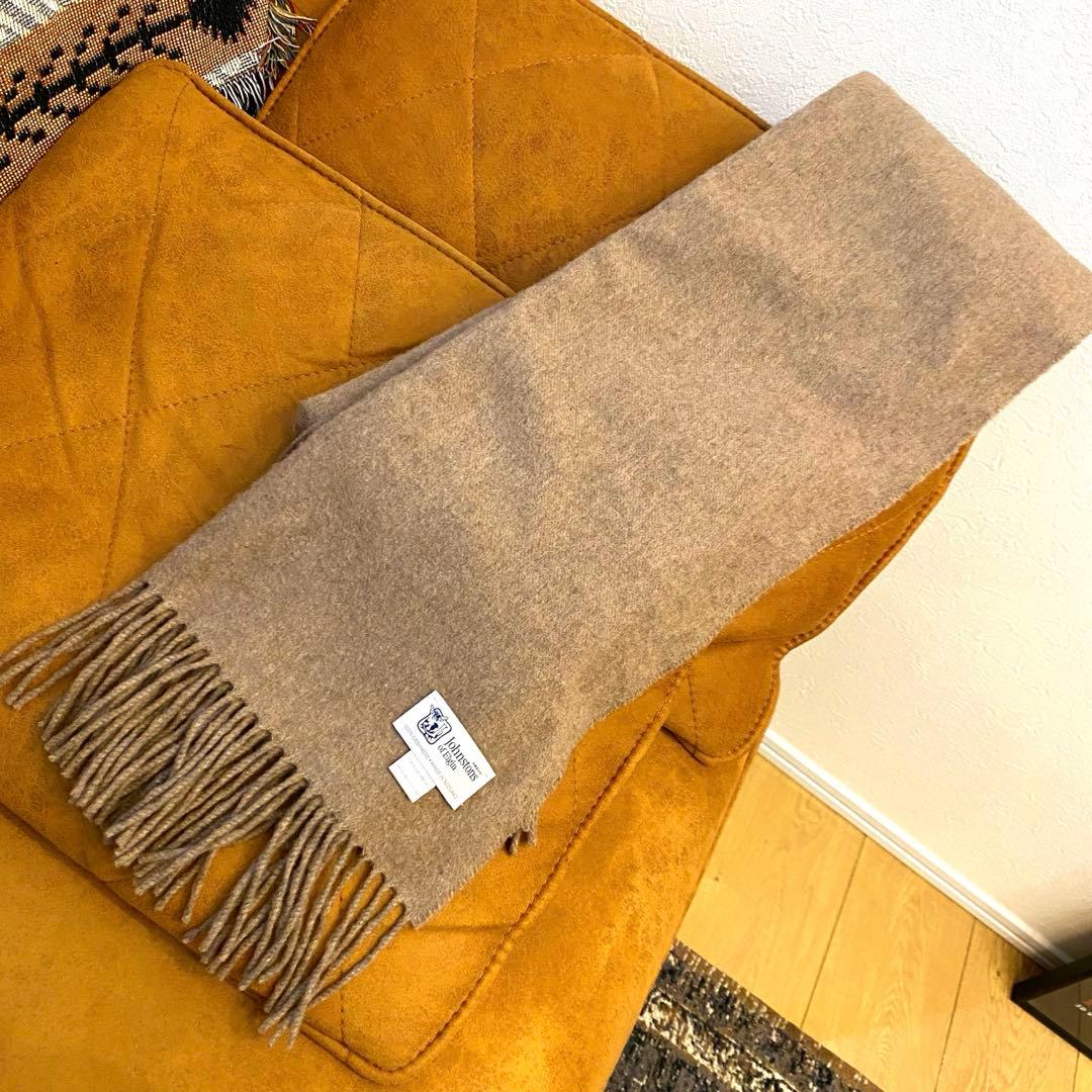 sale◎ジョンストンズカシミヤ 大判無地ストール Otterオッター