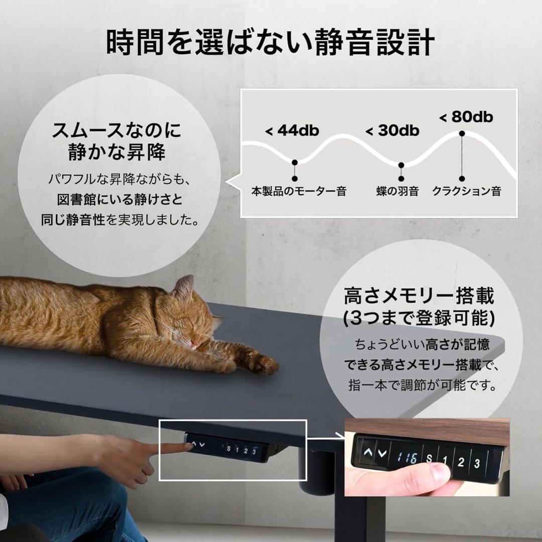 電動 昇降式デスク 衝突検知 USBコンセント付きAED-1260 WO/MWH
