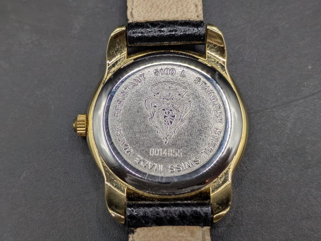 【稼働品】GUCCI 5100L レディース 腕時計 ゴールド 黒文字盤