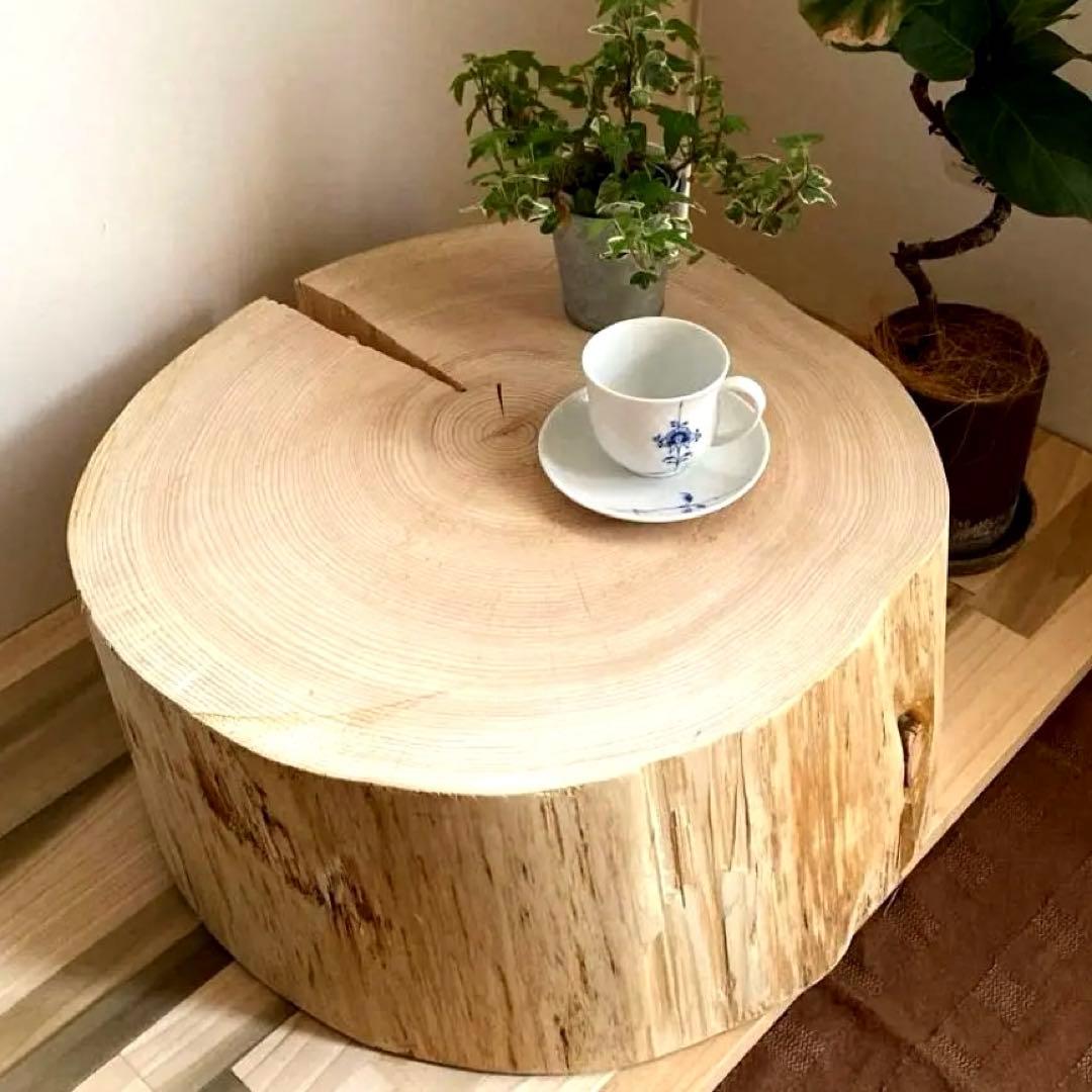 特大直径47cm 切り株　スツール　サイドテーブル　樹齢約80年　ハンドメイドD