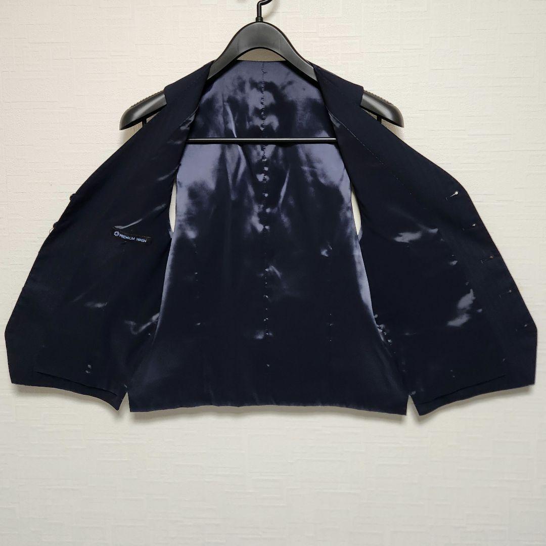 アオキ　レミュー　メンズ　スーツ　スリーピース　濃紺　ウォッシャブル　標準体型