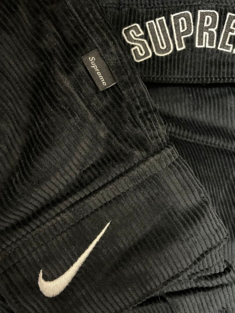 L黒 シュプリーム ナイキ アーク コーデュロイ カーゴパンツ supreme