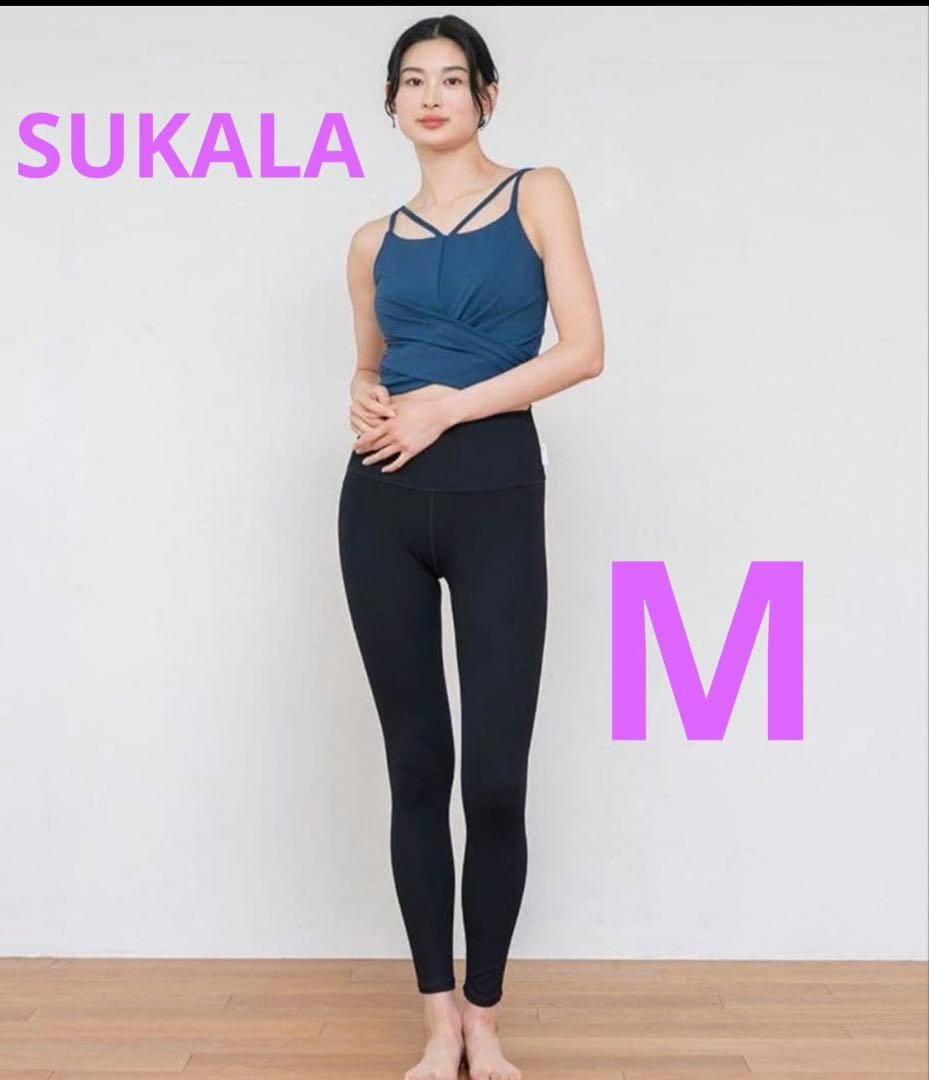 美品 【SUKALA】ネイビーブルー タンクトップ ブラックレギンス セット M