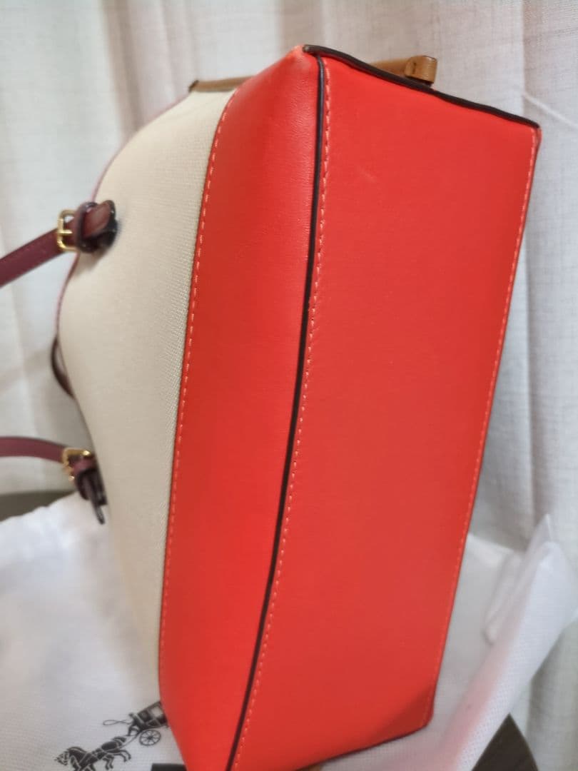 COACH トートバッグ ベージュ ピンク オレンジ