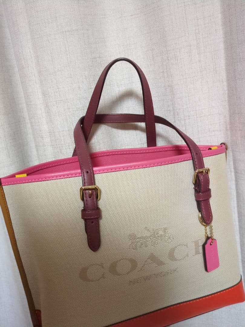 COACH トートバッグ ベージュ ピンク オレンジ