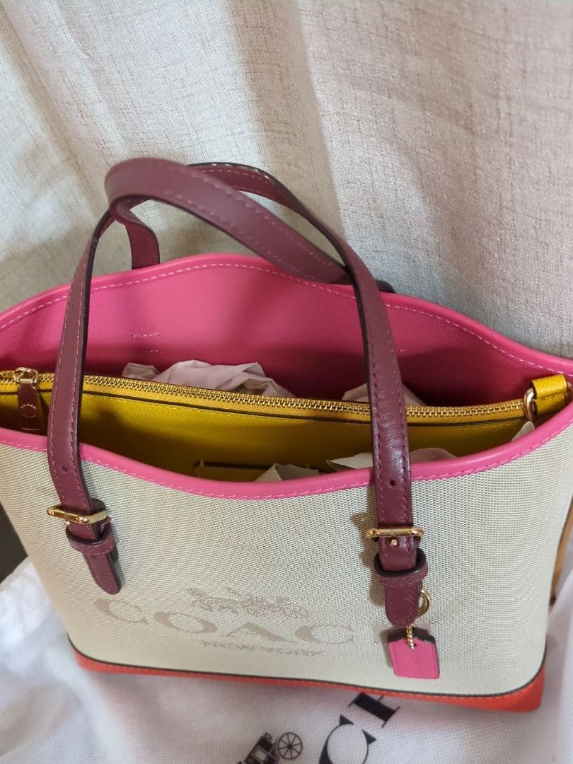 COACH トートバッグ ベージュ ピンク オレンジ