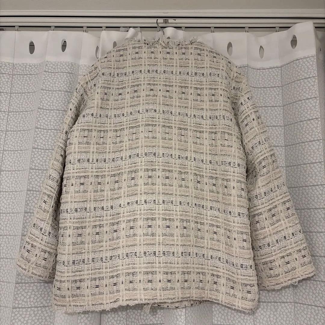 【BEAMS HEART】ツイードジャケット　ホワイト白FREE