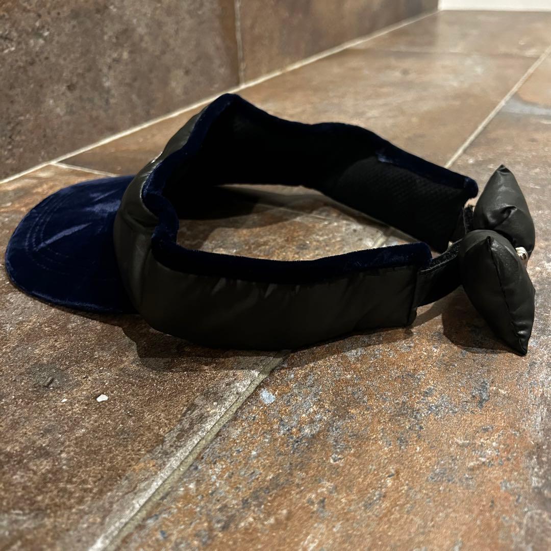 MARK&LONA サンバイザー リボン　スカル　ロゴ　レディース　ゴルフ