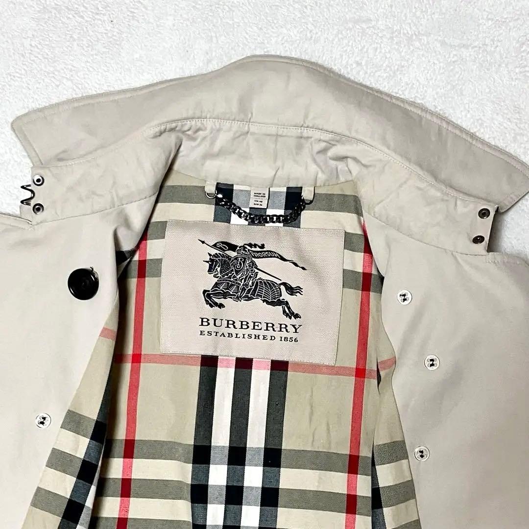 バーバリー　現行　トレンチコート　ロング　裏ノバチェック　ベルト　￼刻印ボタン