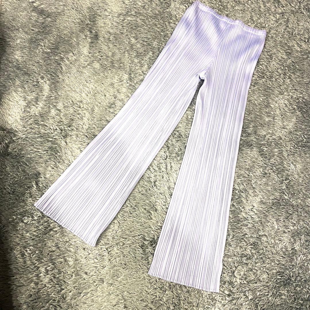 【美品】プリーツプリーズ プリーツ パンツ パープル 薄紫 イッセイミヤケ