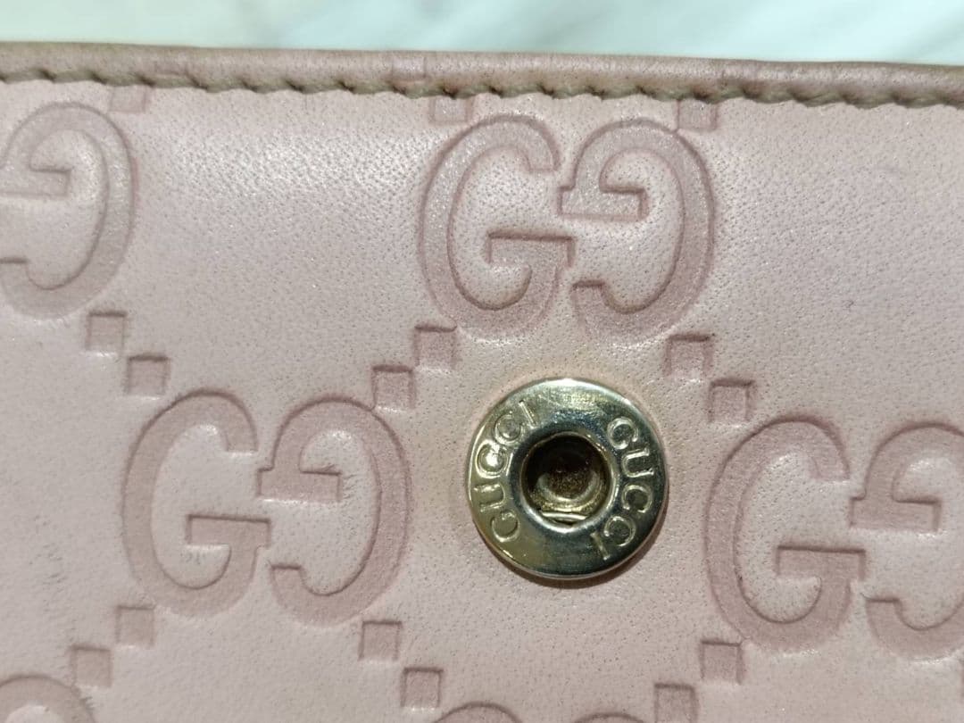 GUCCI グッチ　シマ レザー 長財布　wホック　メタルロゴ