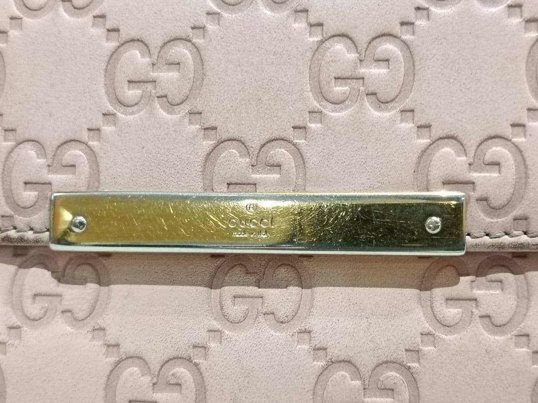 GUCCI グッチ　シマ レザー 長財布　wホック　メタルロゴ