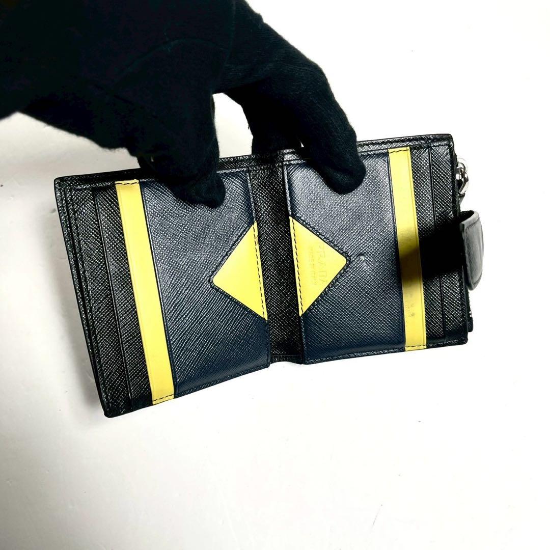 【現行型・美品✨】RFID掲載 プラダ コンパクトウォレット 折り財布 黒