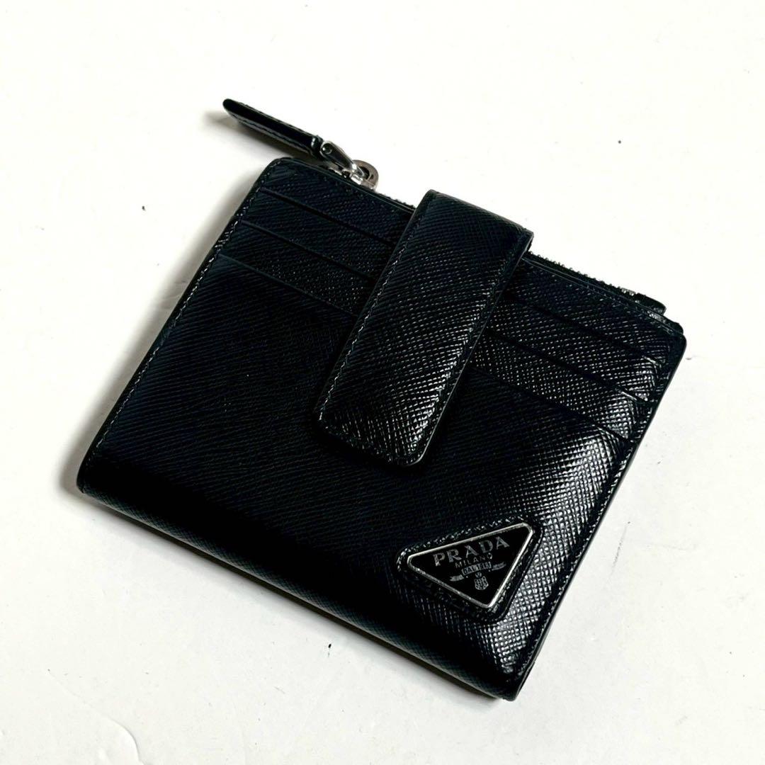 【現行型・美品✨】RFID掲載 プラダ コンパクトウォレット 折り財布 黒