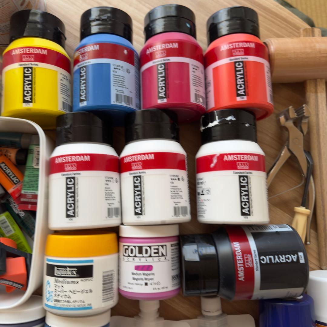 あ*み様 画材セット アクリル絵の具 ゴールデン、アムステルダム、画材まとめ売り