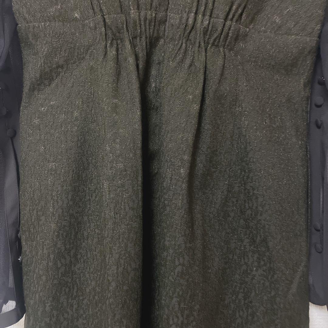 人気　カナ　ジャガード ワンピース チュール トップス セット ブラウン　S