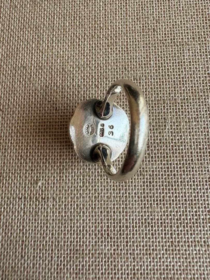 ジョージジェンセン アメジスト付き花形シルバーリング サイズ36