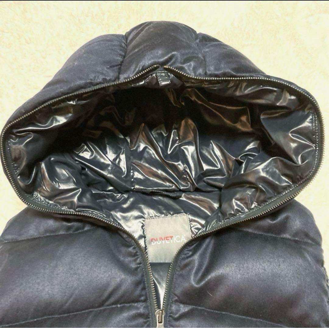 DUVETICA フード付きダウンベスト 40サイズ ネイビー