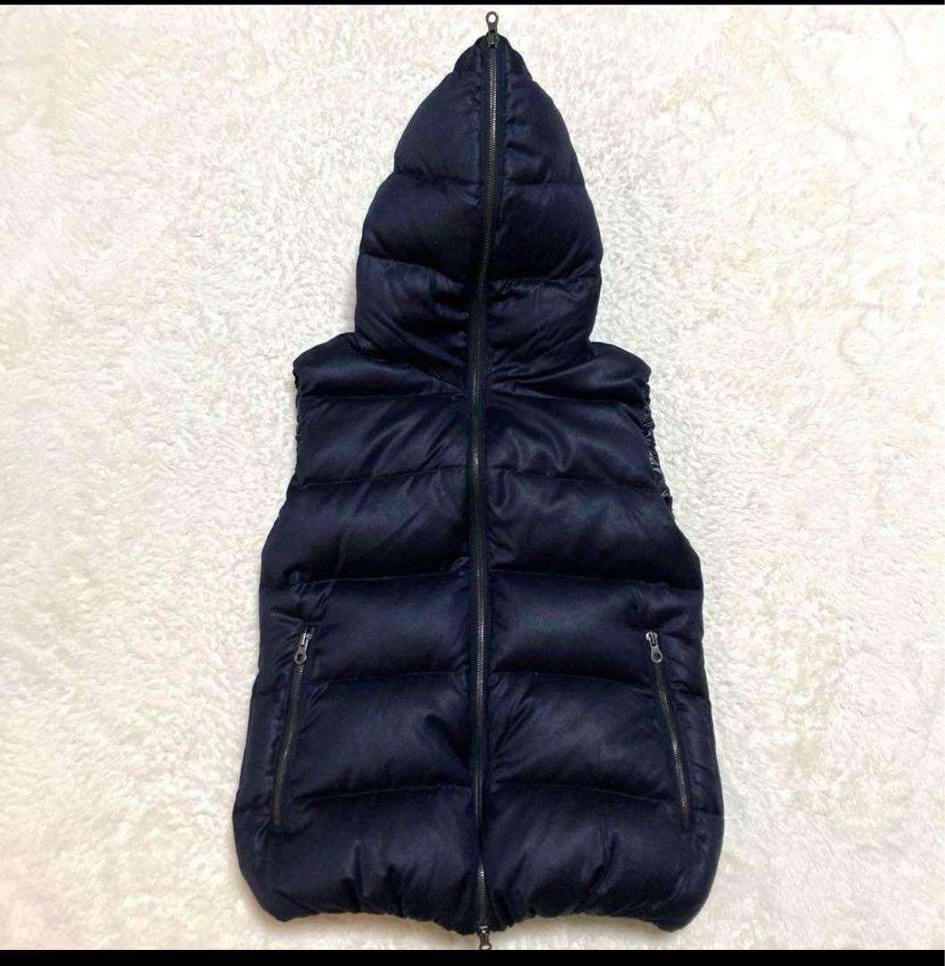 DUVETICA フード付きダウンベスト 40サイズ ネイビー