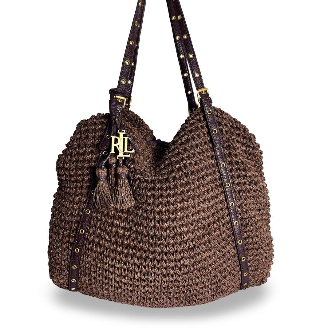 美品✨ローレンラルフローレン かごバッグ ロゴチャーム ゴールド金具