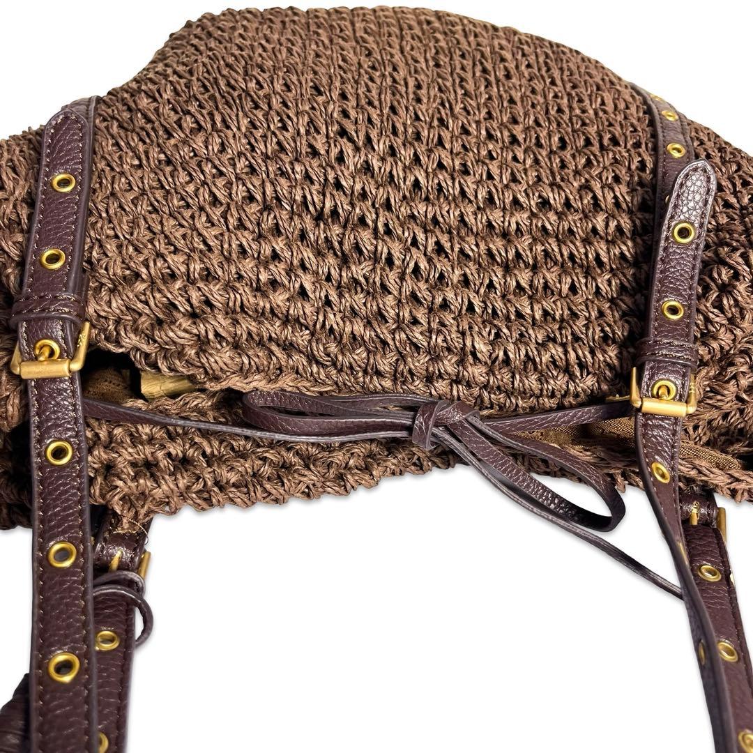 美品✨ローレンラルフローレン かごバッグ ロゴチャーム ゴールド金具