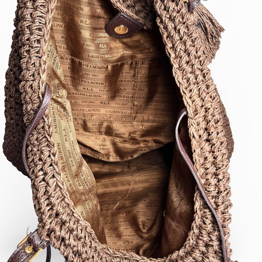 美品✨ローレンラルフローレン かごバッグ ロゴチャーム ゴールド金具