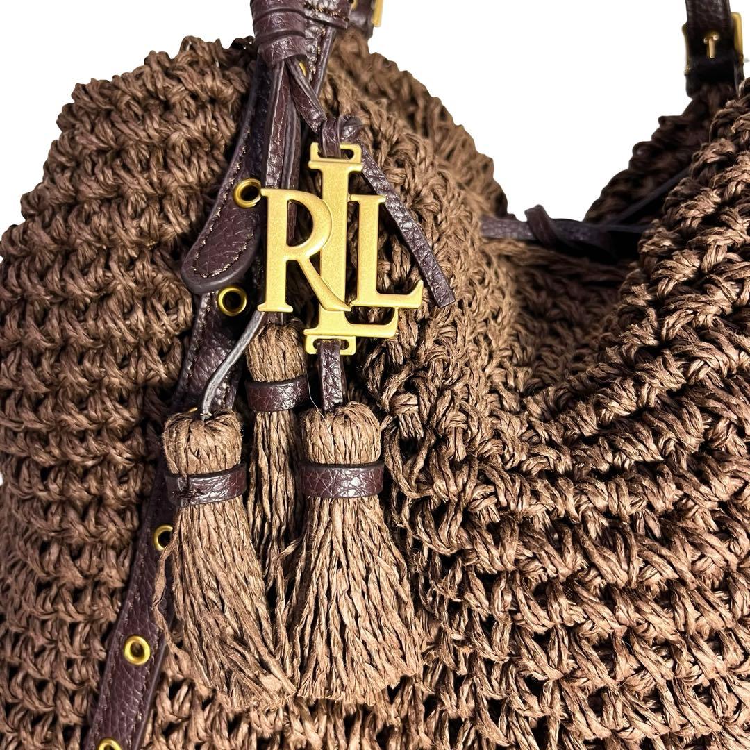 美品✨ローレンラルフローレン かごバッグ ロゴチャーム ゴールド金具