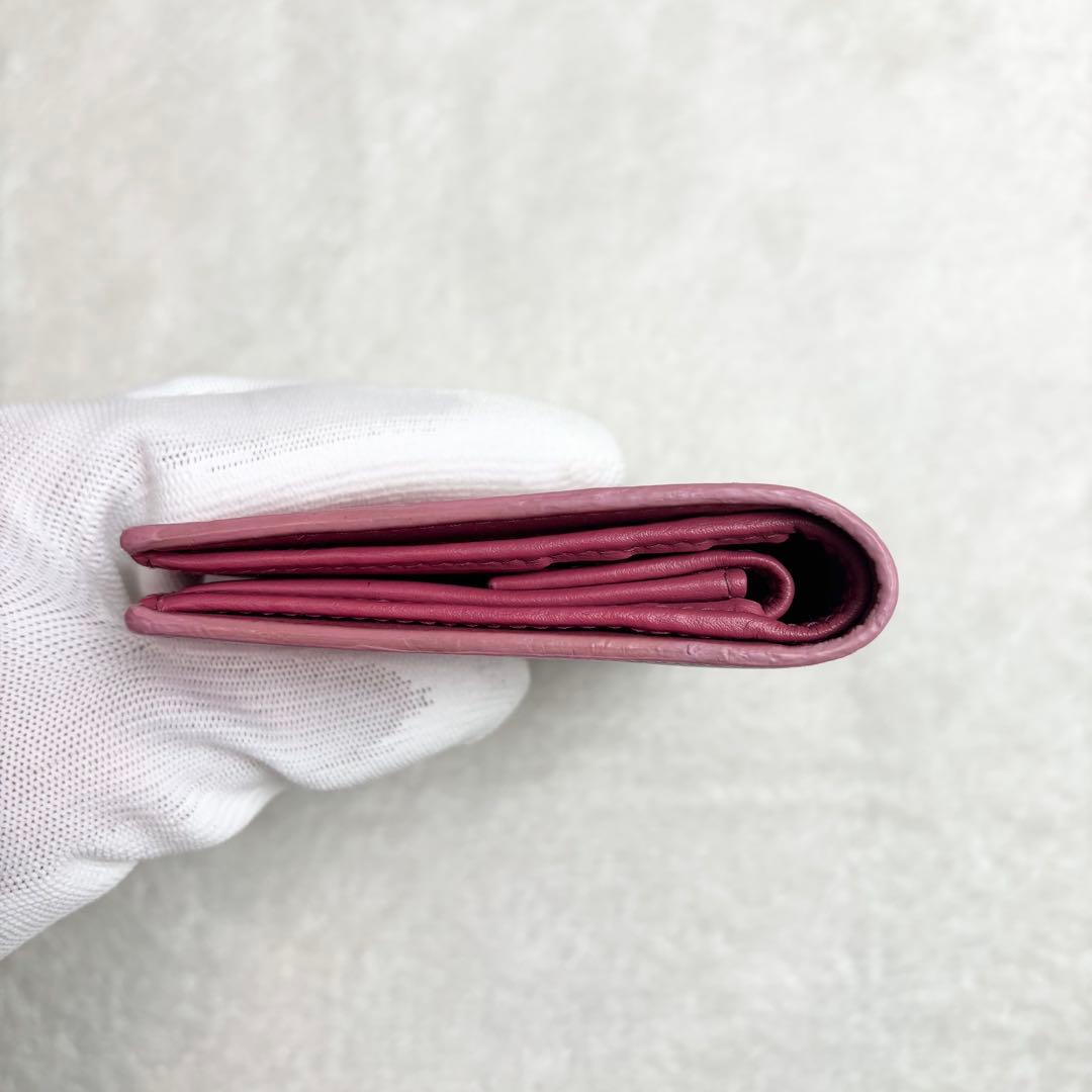 PRADA 二つ折り財布 サフィアーノレザー 本革 バイカラー ピンク リボン