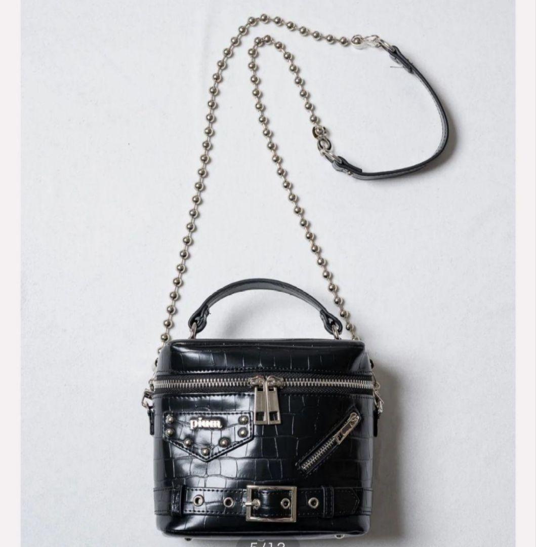 pium ライダースバニティバッグ ブラッククロコ