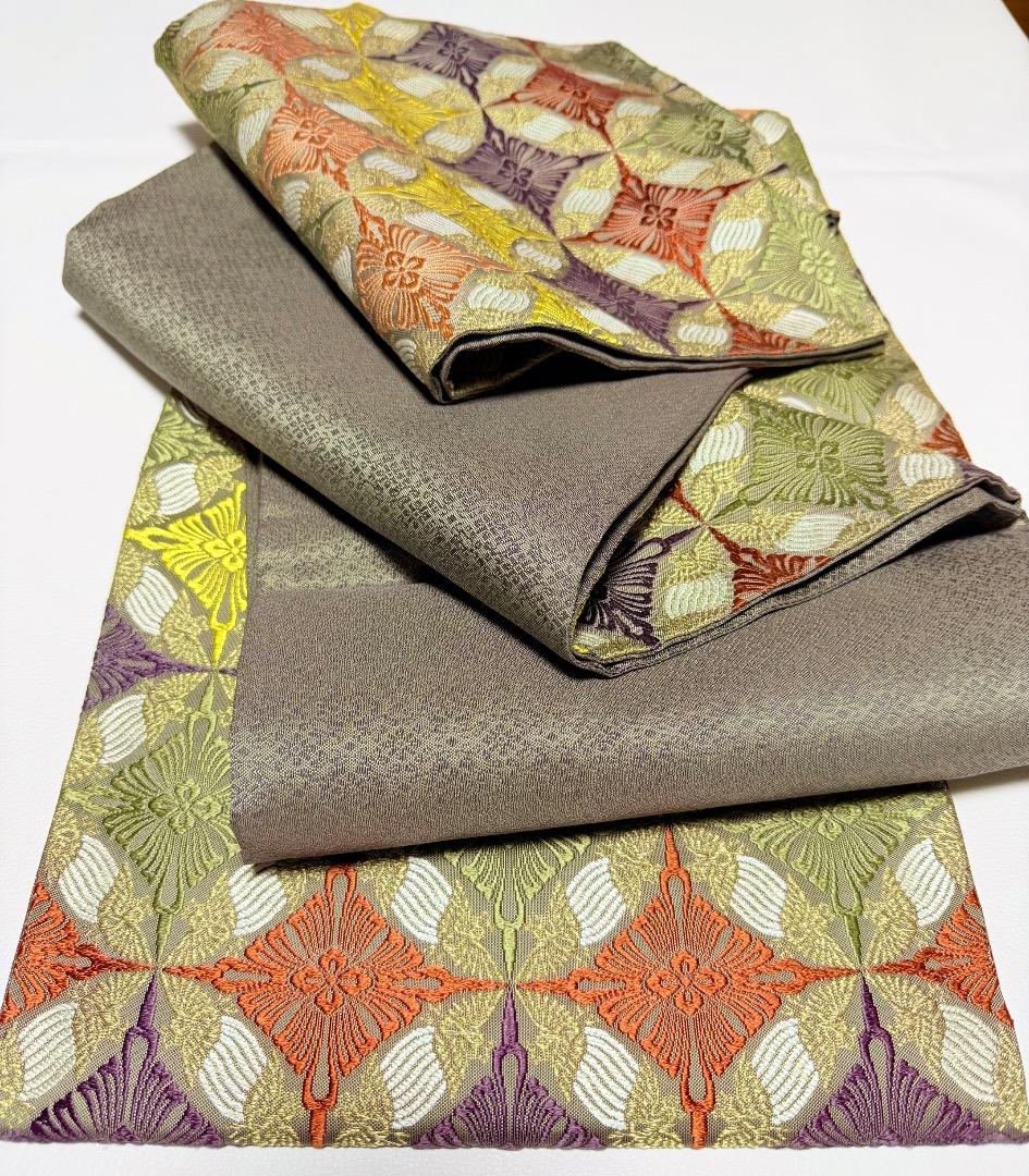 高級 袋帯 正絹 六通柄 総唐織 七宝柄 有職文様 訪問着 留袖 色無地