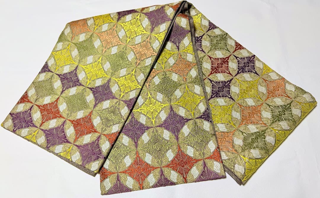 高級 袋帯 正絹 六通柄 総唐織 七宝柄 有職文様 訪問着 留袖 色無地