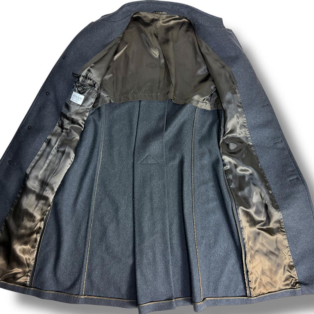 J3533 美品 アルマーニコレッツォーニ カシミヤ混スタンドカラーロングコート