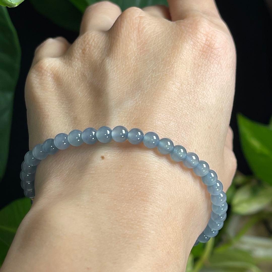 ハイアイスのグアテマラ産本翡翠A貨スカイブルー16cmビーズブレスレット1212