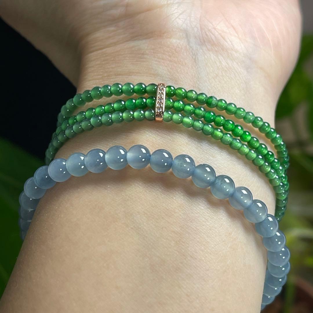 ハイアイスのグアテマラ産本翡翠A貨スカイブルー16cmビーズブレスレット1212