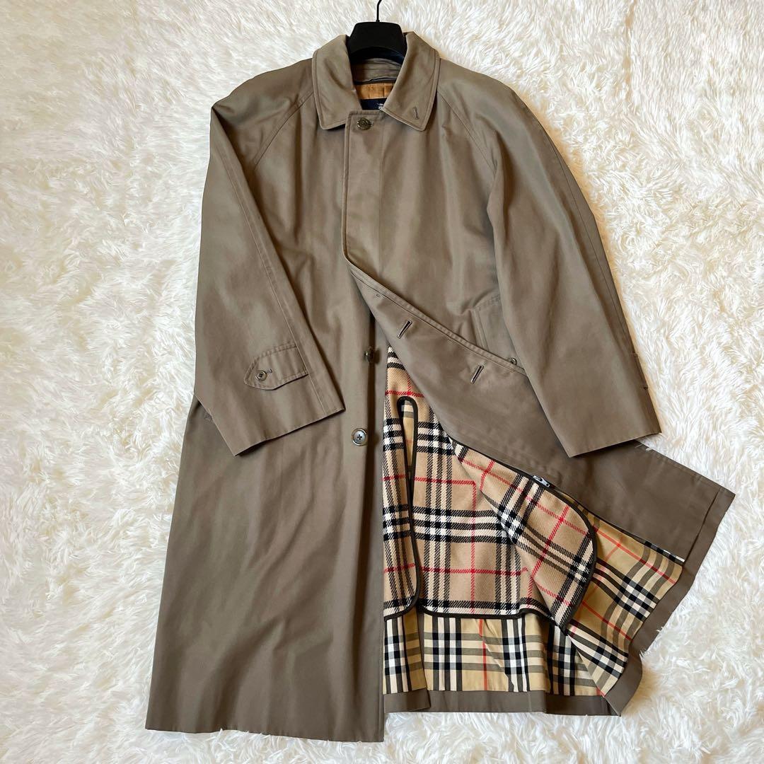 大きいサイズ　美品　バーバリー　ステンカラーコート　カーキ　ライナー付　チェック