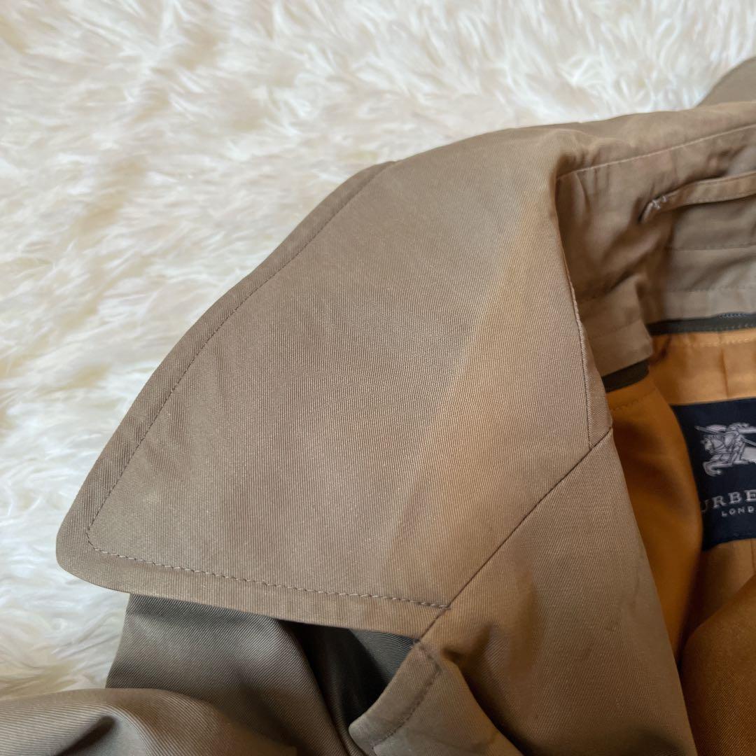 大きいサイズ　美品　バーバリー　ステンカラーコート　カーキ　ライナー付　チェック