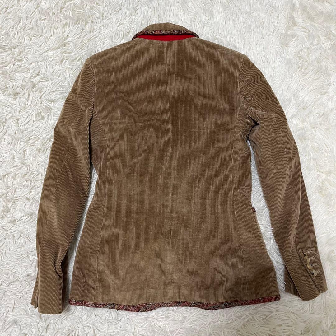 【美品】エトロ テーラードジャケット コーデュロイ 裏地総柄 シルク 42