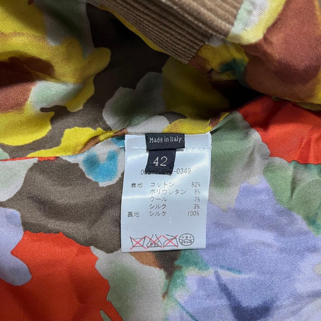 【美品】エトロ テーラードジャケット コーデュロイ 裏地総柄 シルク 42