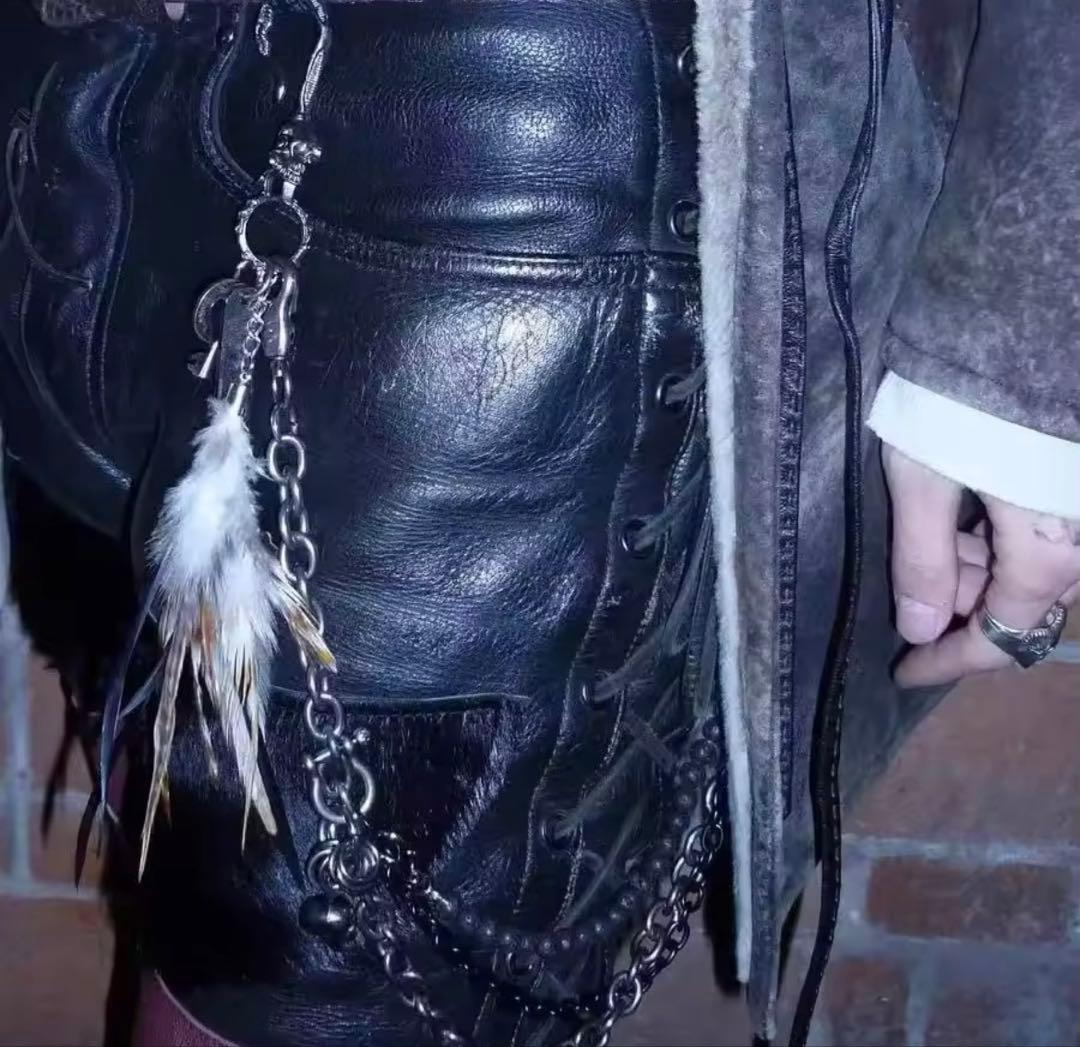 00s y2k ハンドメイドフェザークロスウォレットチェーン vkei