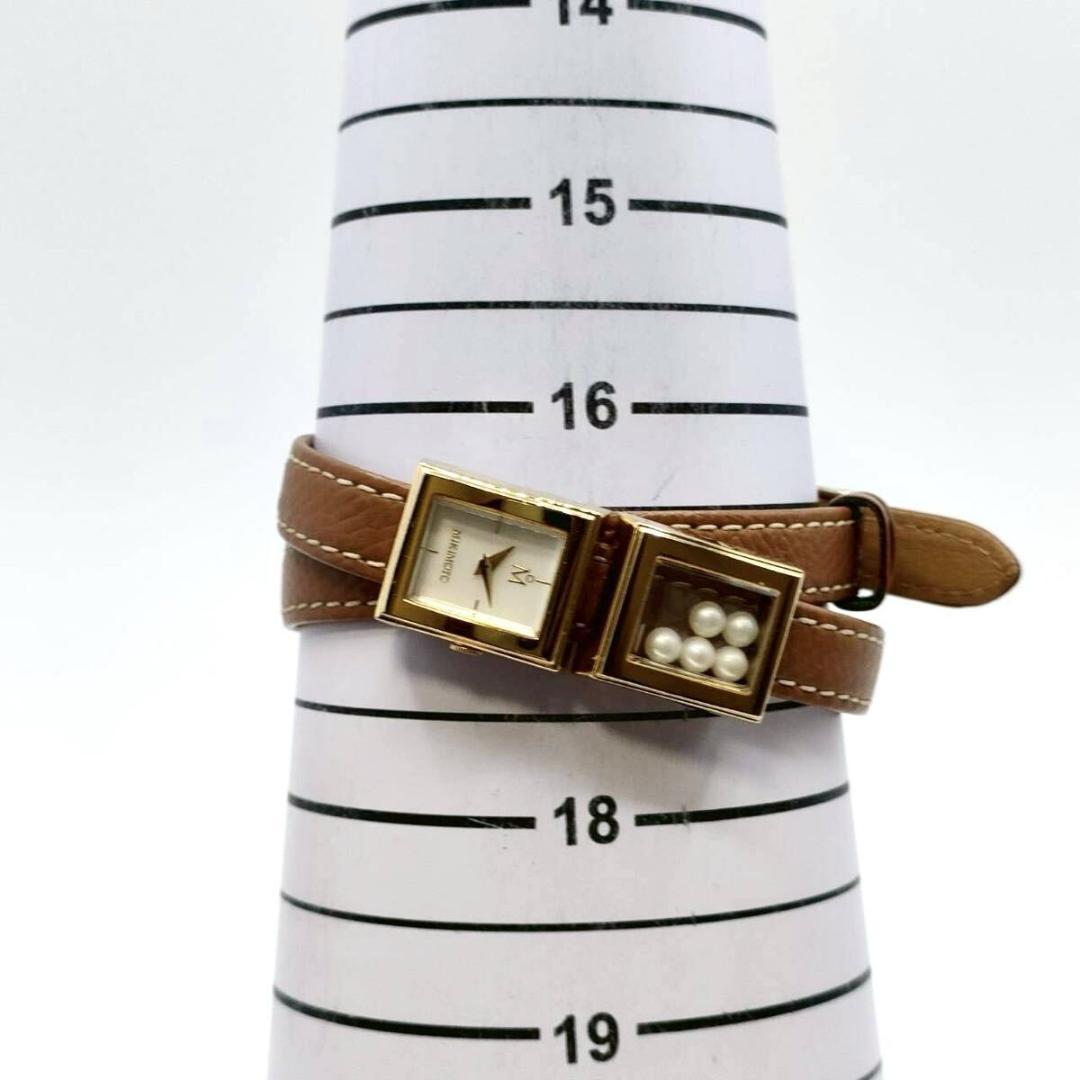 稼働品 MIKIMOTO 腕時計 パール スクエア チェンジベルト シェル文字盤