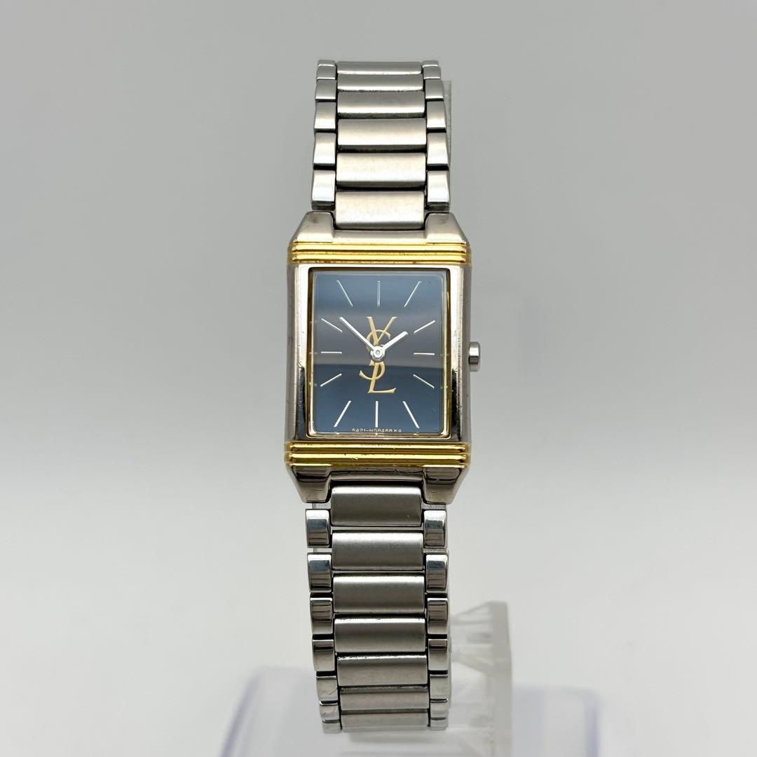 イヴサンローラン YSL ロゴ クオーツ 腕時計 レクタンギュラー コンビ