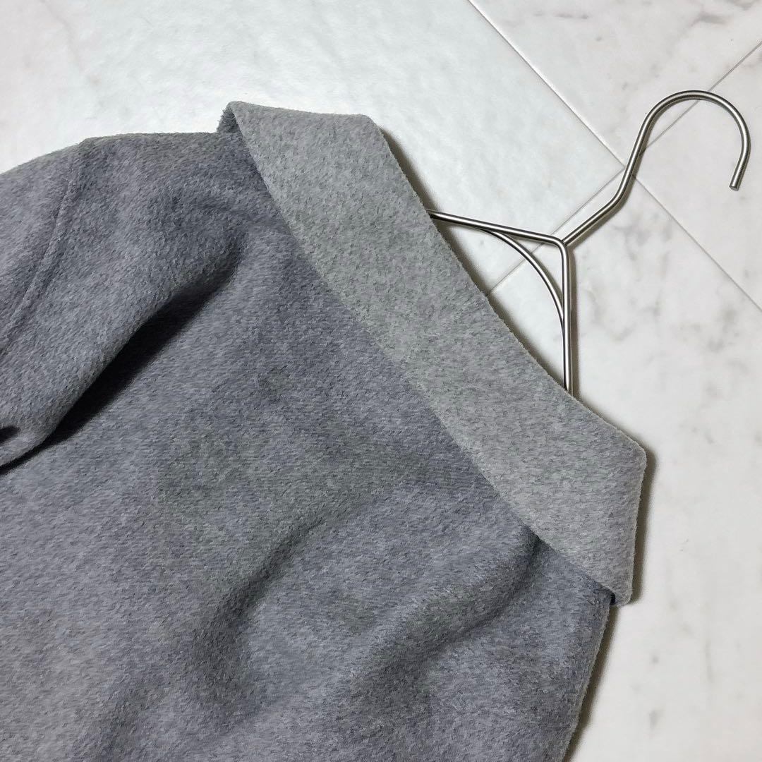 美品 ノーブル ロング丈 W/Nyリバーショールカラーコート グレー 38