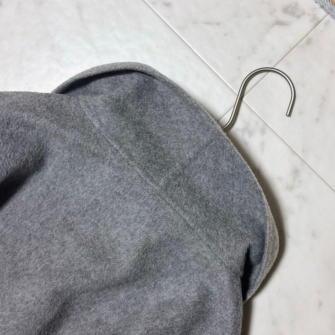 美品 ノーブル ロング丈 W/Nyリバーショールカラーコート グレー 38